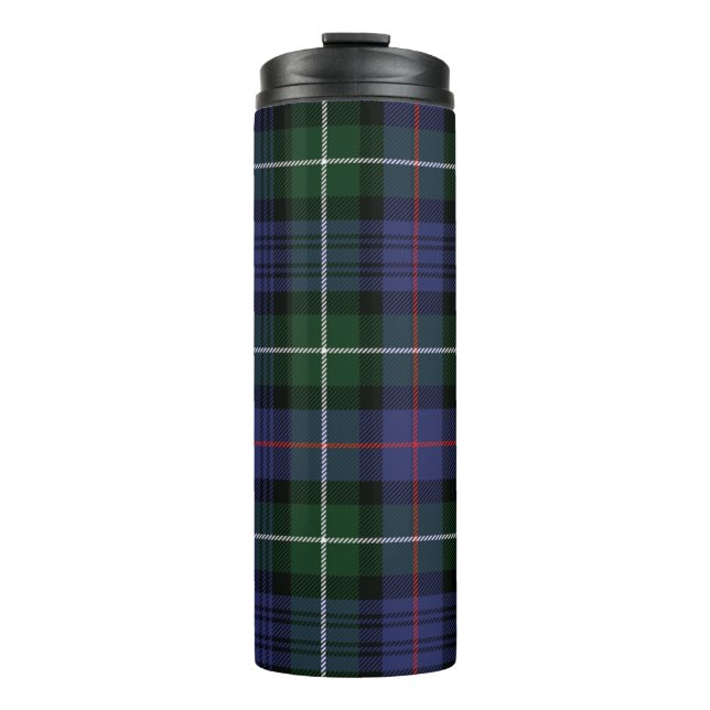 Tartan Clan MacKenzie Plaid Green Black Check Thermal Tumbler (Front)
