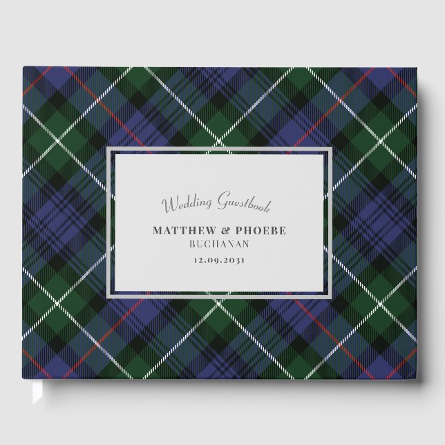 Tartan Clan MacKenzie Plaid Purple Green Check Guest Book (Front)