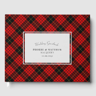 Tartan Clan MacQueen Black Red Wedding Guest Book