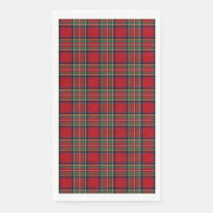 Tartan Clan Stewart Plaid Black Red Check Pattern Napkin