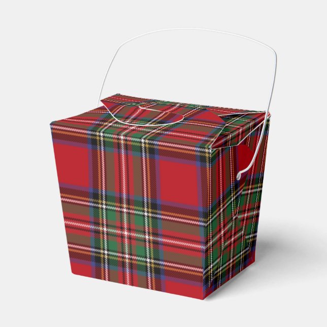 Tartan Clan Stewart Plaid Red Green Check Party Favour Box (Front Side)
