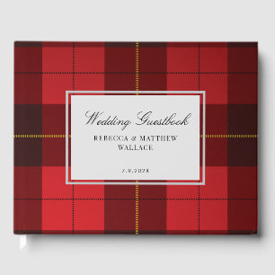 Tartan Clan Wallace Plaid Red Black Check Guest Book