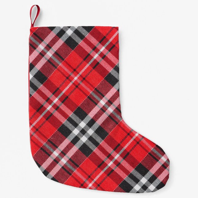 Tartan Cloth Pattern Top View Small Christmas Stocking (Front)