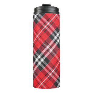 Tartan Cloth Pattern Top View Thermal Tumbler