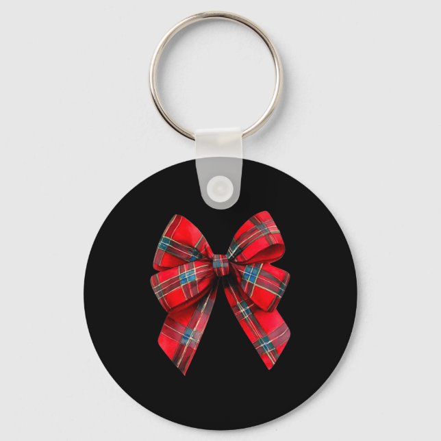 Tartan Coquette Bow, Christmas Funny Gift Women,gi Key Ring (Front)