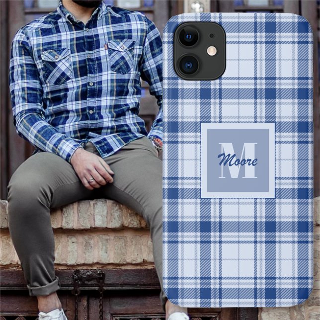 Tartan - Dark to Light Blue - Phone Case (Tartan - Dark to Light Blue - Phone Case by Leapfroglisics Shop)