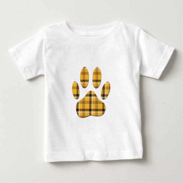 Tartan Dog Paw Print Baby T-Shirt (Front)