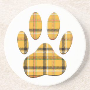 Tartan Dog Paw Print Coaster