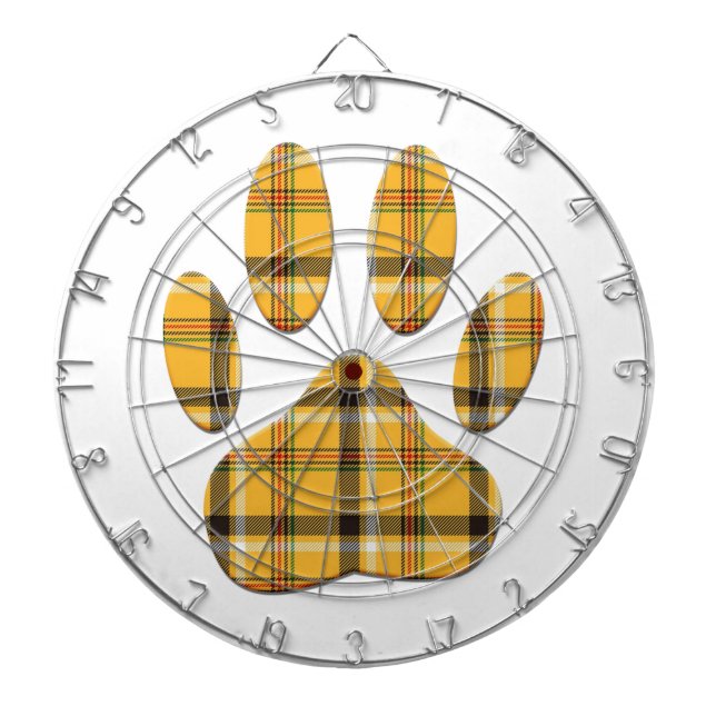 Tartan Dog Paw Print Dartboard (Front)
