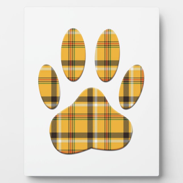 Tartan Dog Paw Print Plaque (Front)