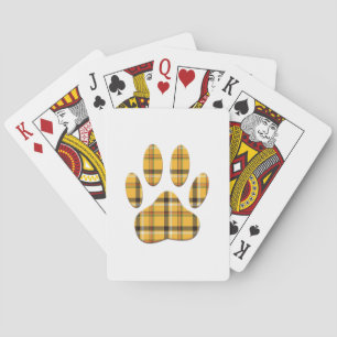 Tartan Dog Paw Print Playing Cards