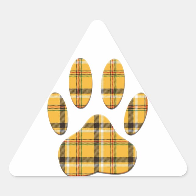 Tartan Dog Paw Print Triangle Sticker (Front)
