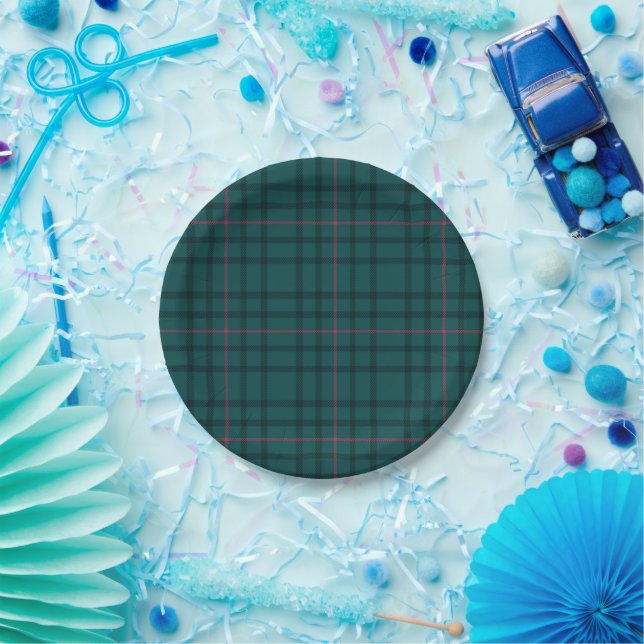 Tartan Fabric 7" Round Paper Plate (Party)