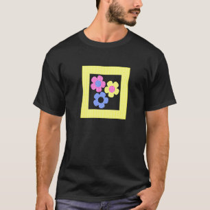 Tartan Flowers In Yellow Frame T-Shirt