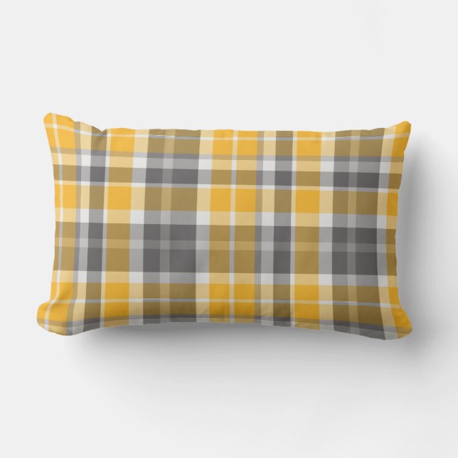 Tartan gold Lumbar Throw Cushion (Front)