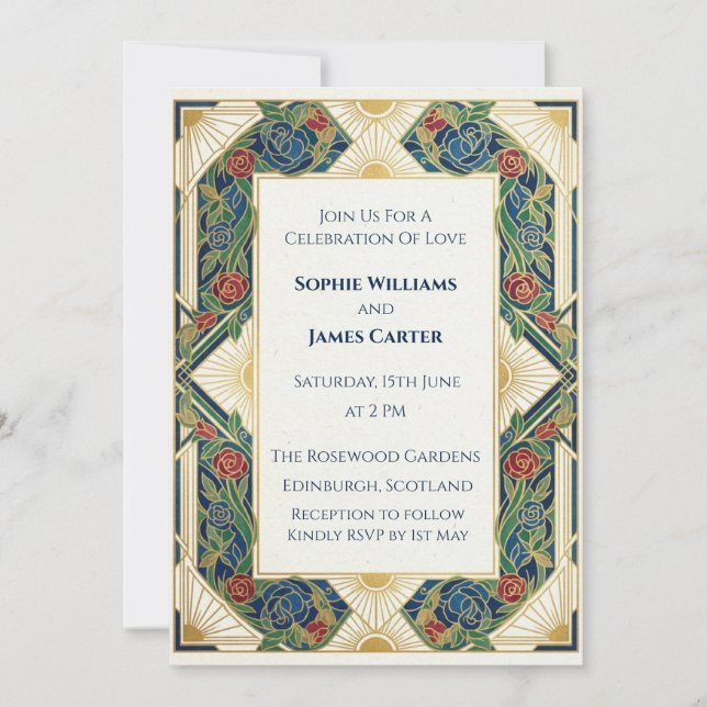 Tartan Greenery Scottish Wedding Invitation (Front)