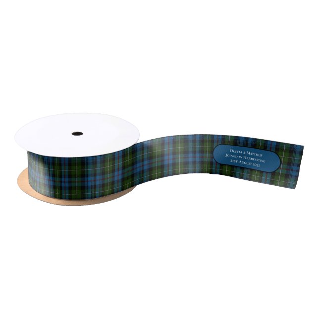 TARTAN HANDFASTING RIBBON PERSONALIZED NAMES DATE SATIN RIBBON (Spool)