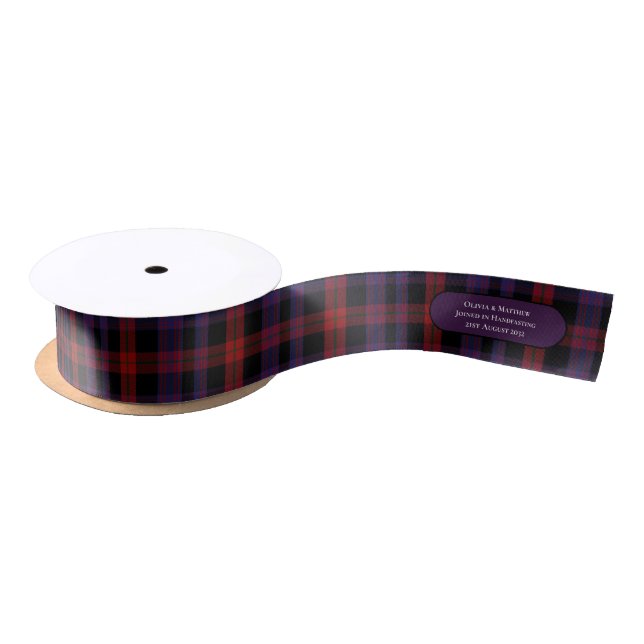 TARTAN HANDFASTING RIBBON PERSONALIZED NAMES DATE SATIN RIBBON (Spool)