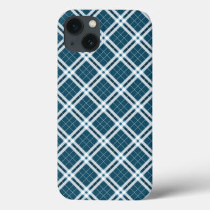 Tartan in Blue and white iPhone 13 Case