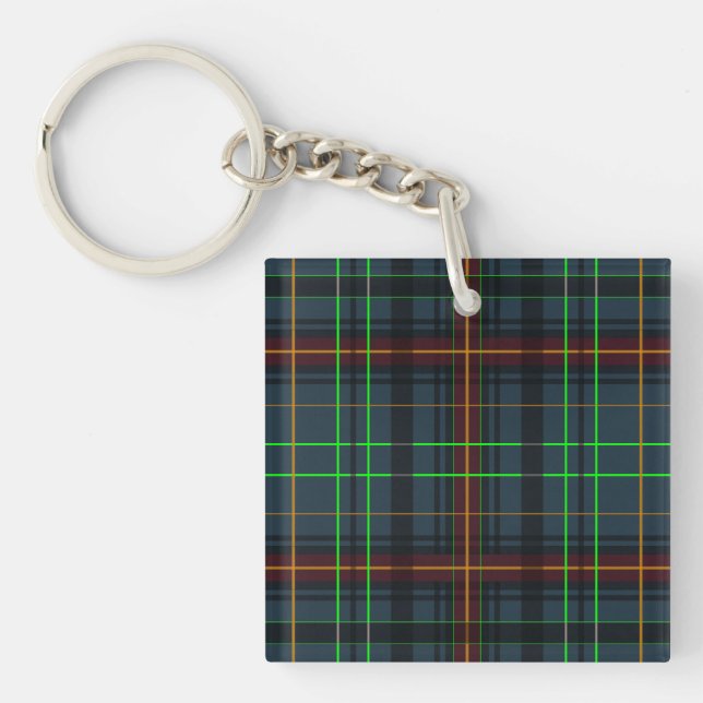 Tartan in blue, orange, green... key ring (Front)