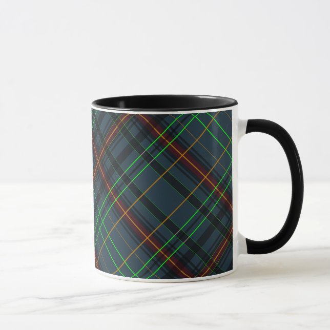 Tartan in blue, orange, green... mug (Right)