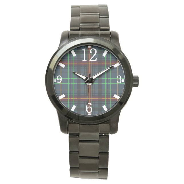 Tartan in blue, orange, green... watch (Front)