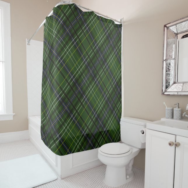 Tartan in green shower curtain (In Situ)