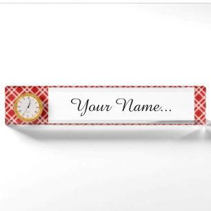 Tartan in red nameplate