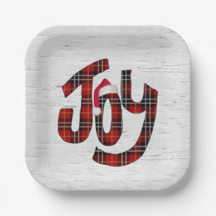 Tartan Joy On White Birch  Paper Plate