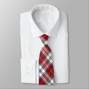 Tartan Large Plaid in Crimson Red & White  Tie
