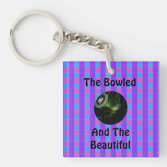 Tartan Lawn Bowls Bowled Beautiful Design, Key Ring (Front)