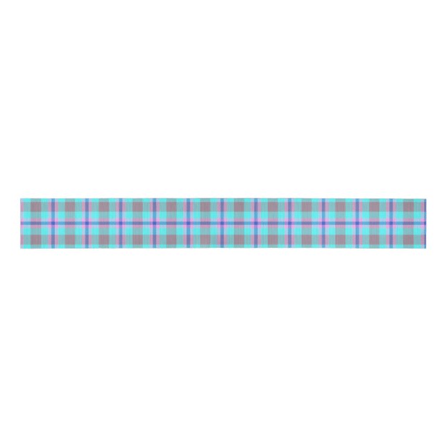 Tartan Mauve Purple Cyan Grosgrain Ribbon (Front)