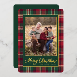 Tartan Merry Christmas Family Photo