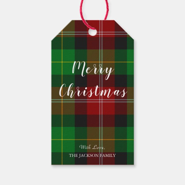 Tartan  Merry Christmas Gift Tags (Front)