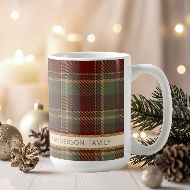 Tartan Merry Christmas Gold Frame ID1141A Coffee Mug (Creator Uploaded)