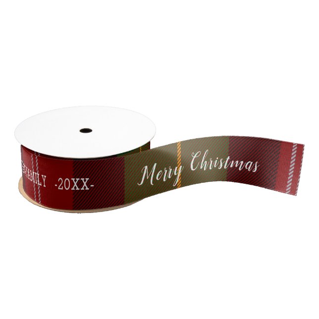 Tartan  Merry Christmas Grosgrain Ribbon (Spool)