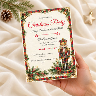 Tartan Nutcracker Christmas Party Invitation