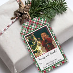 Tartan or Plaid To: Merry & Bright Photo Christmas Gift Tags<br><div class="desc">These fun Christmas or Holiday gift tags feature a festive design with your photo on a rustic background pattern of red and green tartan or plaid. The caption beneath the photo reads "Merry & Bright" and there is space to write in who the gift is to as well as a...</div>