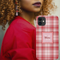 Tartan - Pastel Pink with Cerise and Maroon Red