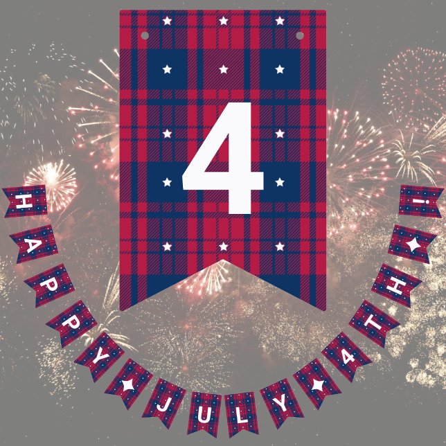Tartan - Patriotic - Red Blue White Stars Bunting (Creator Uploaded)