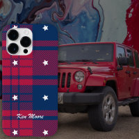 Tartan - Patriotic - Red Blue White Stars