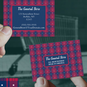 Tartan - Patriotic - Red Blue White Stars Mighty Business Card