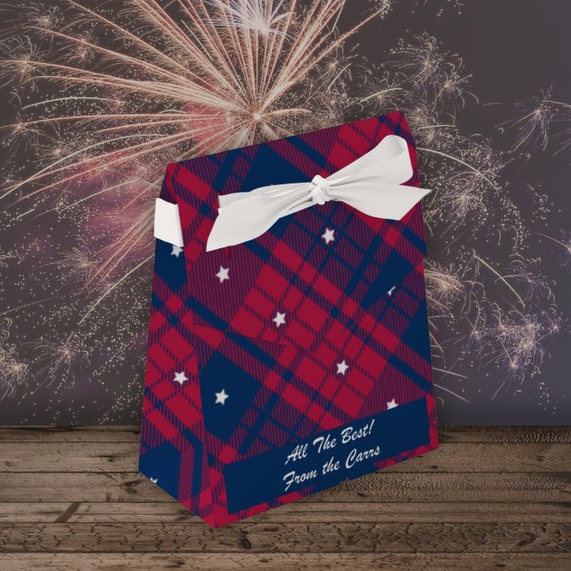 Tartan - Patriotic - Red Blue White Stars - Tent Favour Box (Creator Uploaded)
