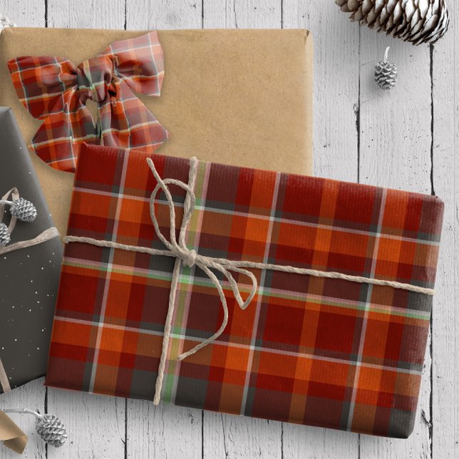 Tartan Pattern11 Paprika and Stone Grey ID210 Wrapping Paper (Creator Uploaded)