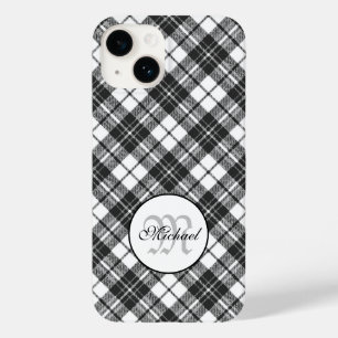 Tartan pattern Christmas black white Monogram Case-Mate iPhone 14 Case