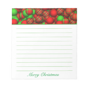 Tartan Pattern Christmas Tree Ornaments Notepad