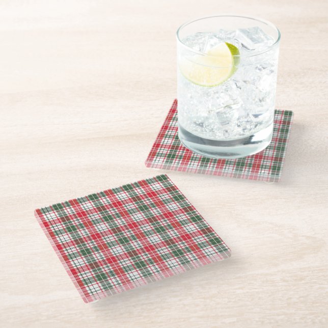 Tartan Pattern Fabric Glass Coaster (Angled)