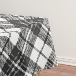 Tartan pattern holidays Christmas black white Tablecloth
