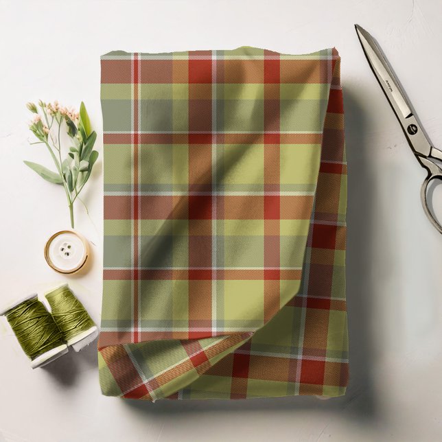Tartan Pattern Olive Green and Red ID210 Fabric (Creator Uploaded)