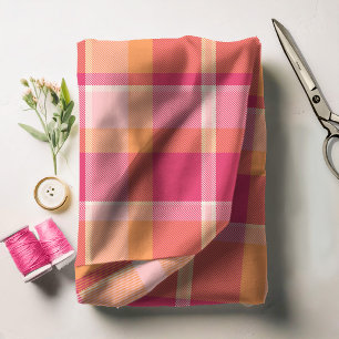 Tartan Pattern Orange and Pink ID210 Fabric